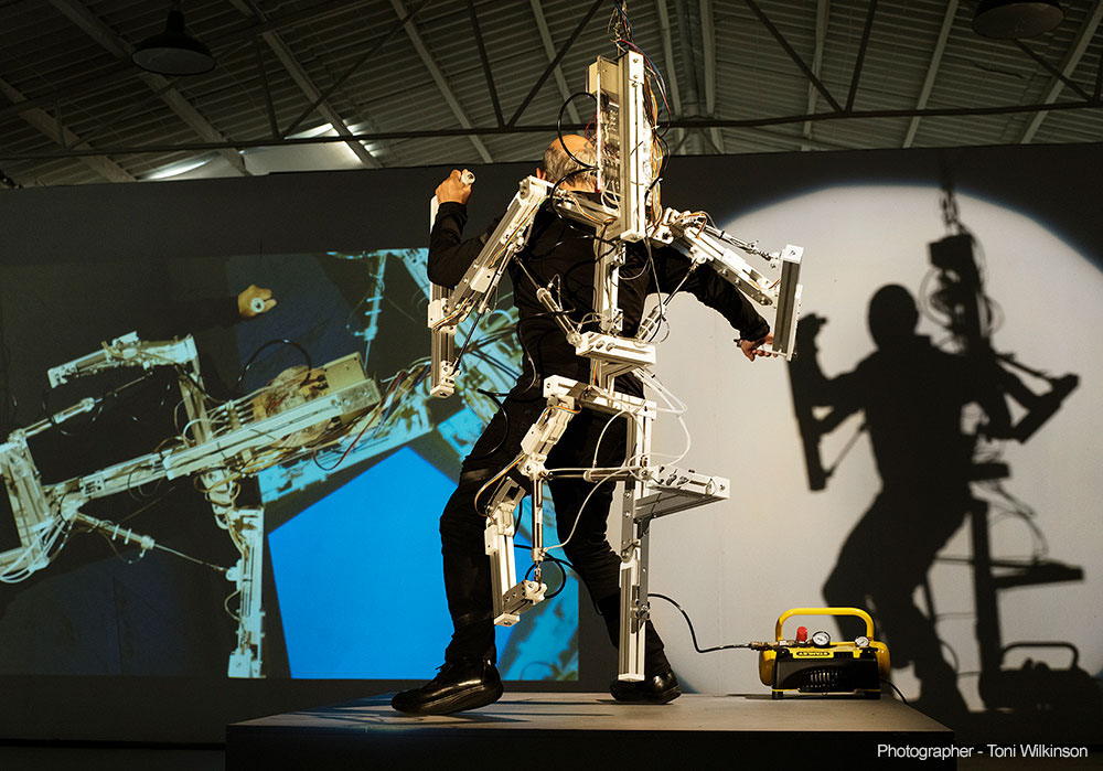 Stelarc performing 'StickMan' 